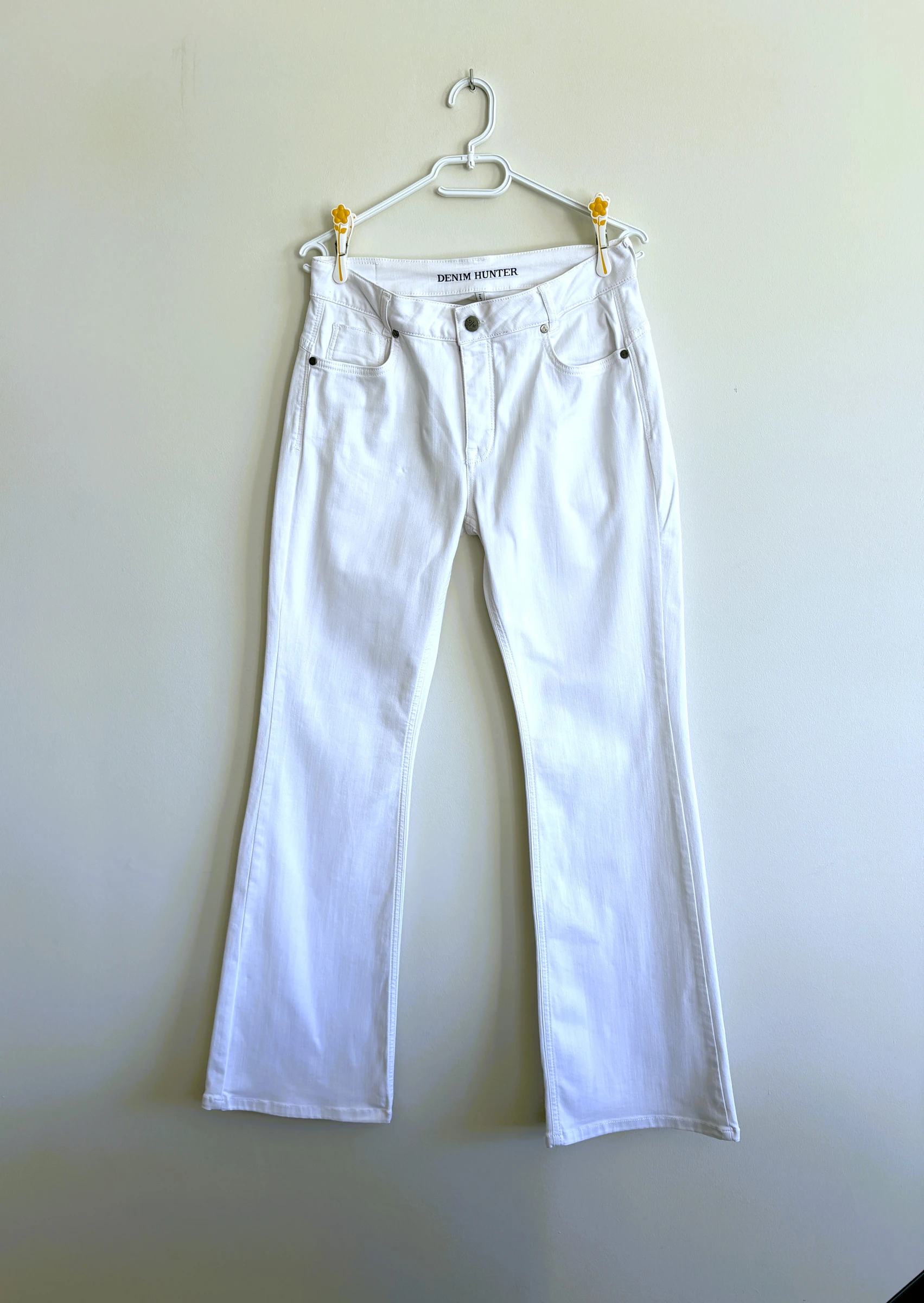 Jeans bootcut brancos Denim Hunter DH Aldo – tamanho 40 – 5 bolsos – stretch leve – photo 3
